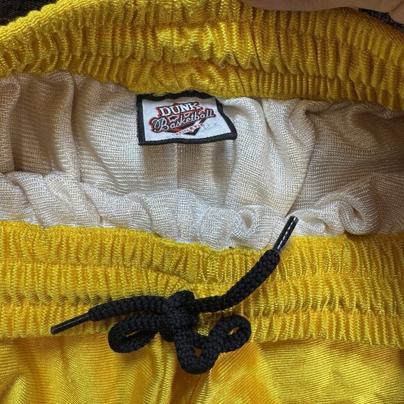 RARE VTG Dunk Basketball Shorts Men Yellow Purple Shiny Dazzle‎ Silky *No Size* - Picture 2 of 7